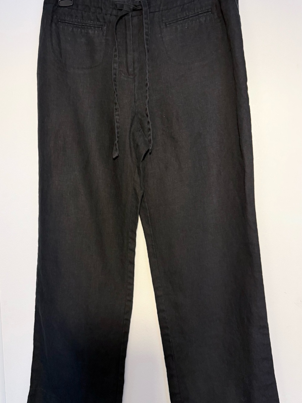Charter Club Women's Black Relaxed Drawstring Linen Pants